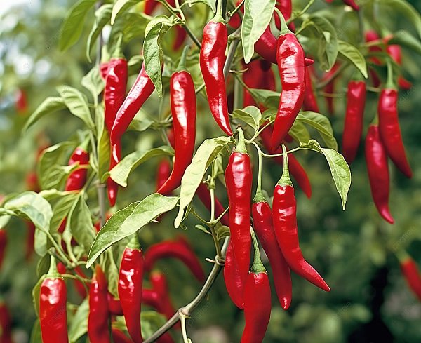 Fresh green chilli peppers grown from Gardeny Seeds chilli vegetable seeds